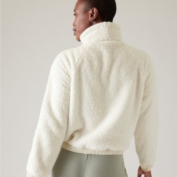 NEW ATHLETA Tugga Sweatshirt Sherpa Fleece XL White Cream - Picture 2 of 5